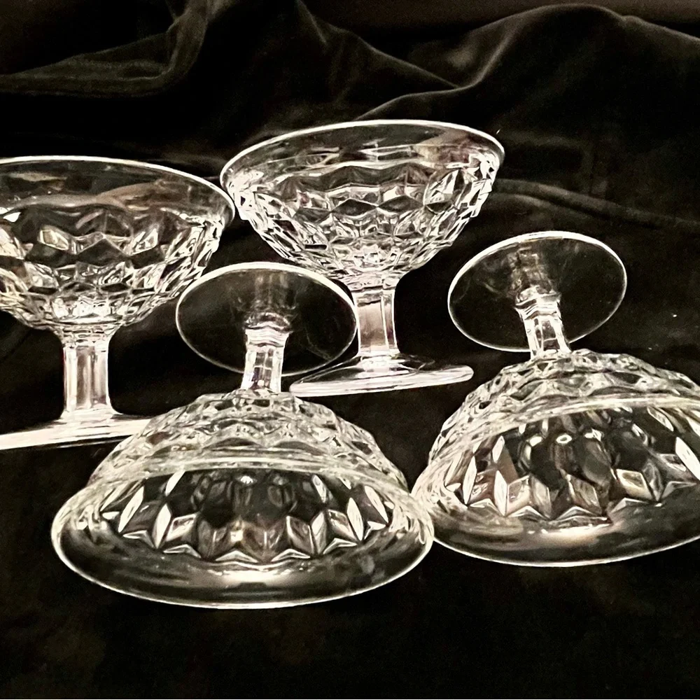 Vtg Fostoria American Clear Glass Shiny Champagne Sherbet Dessert Cups Set of 4